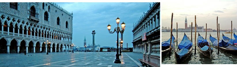 Palazzo Ducale Venice Port Gondolas In Venice