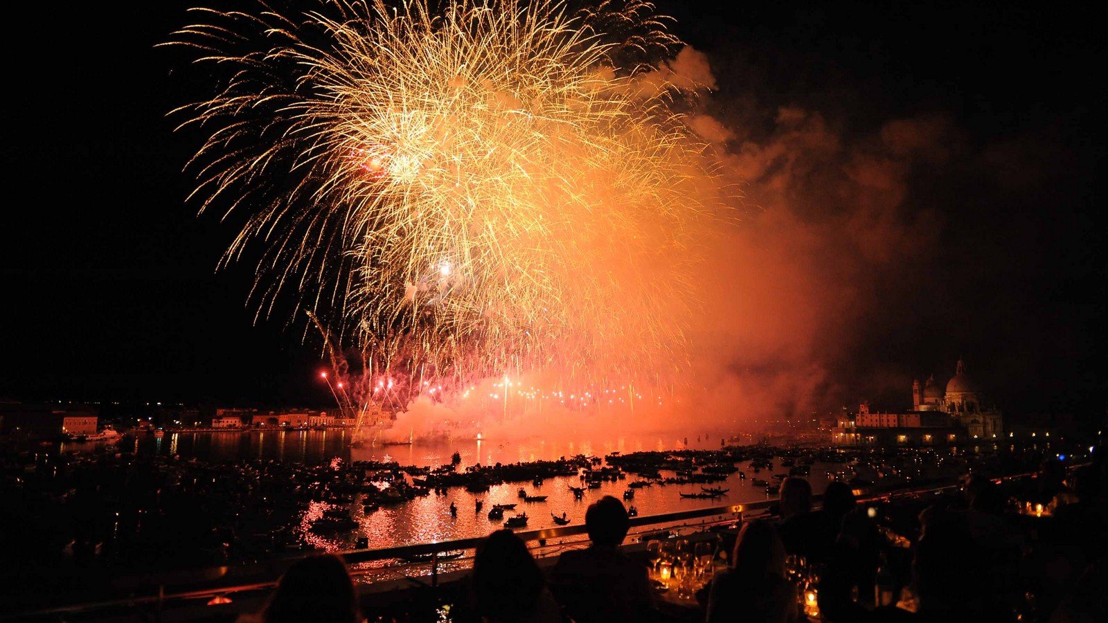 Redentore fireworks from the rooftop terrace of Hotel Danieli